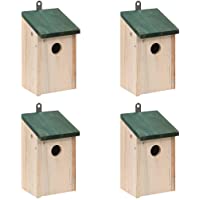 vidaXL Madera Maciza de Pino 4X Casas para Pájaros de Jardín Nido para Aves